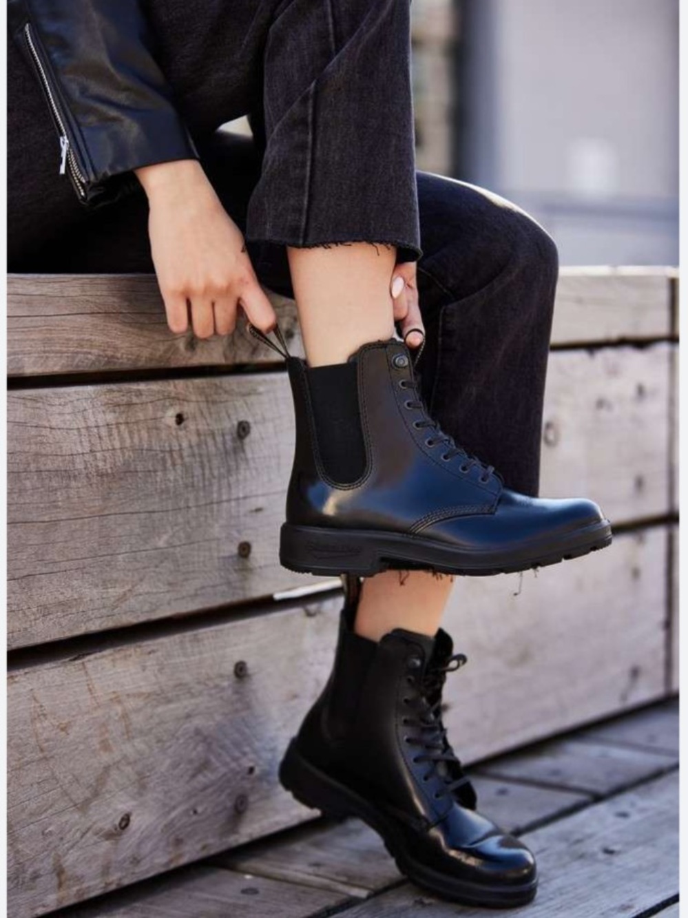 Blundstone 2219 Originals Lace-Up Boot Black Brush Patent Leather AU 6.5 US 9.5